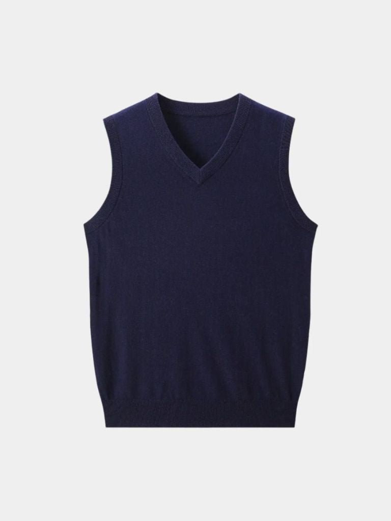 100% Cashmere V Neck Knit Vest - Manly Man