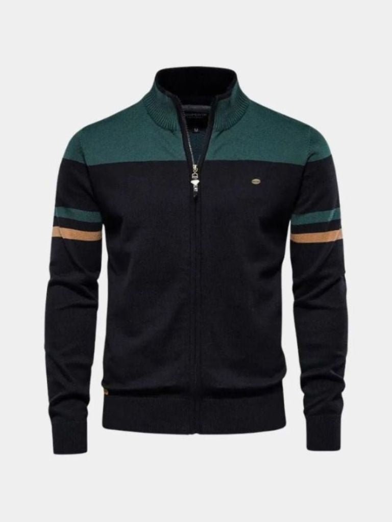 Cardigan Sweater Zipper Standing Collar Knitwear - Manly Man