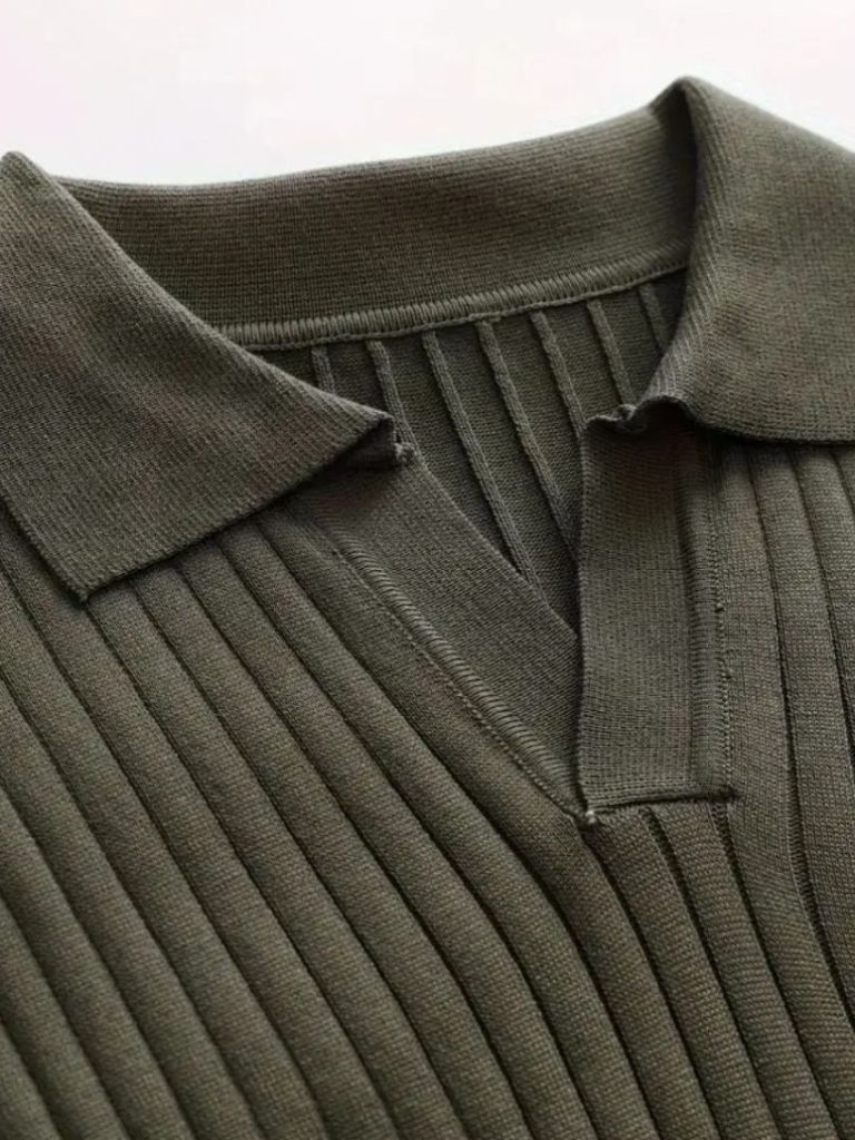 Elegant Open Collar Long Sleeve Polo - Manly Man