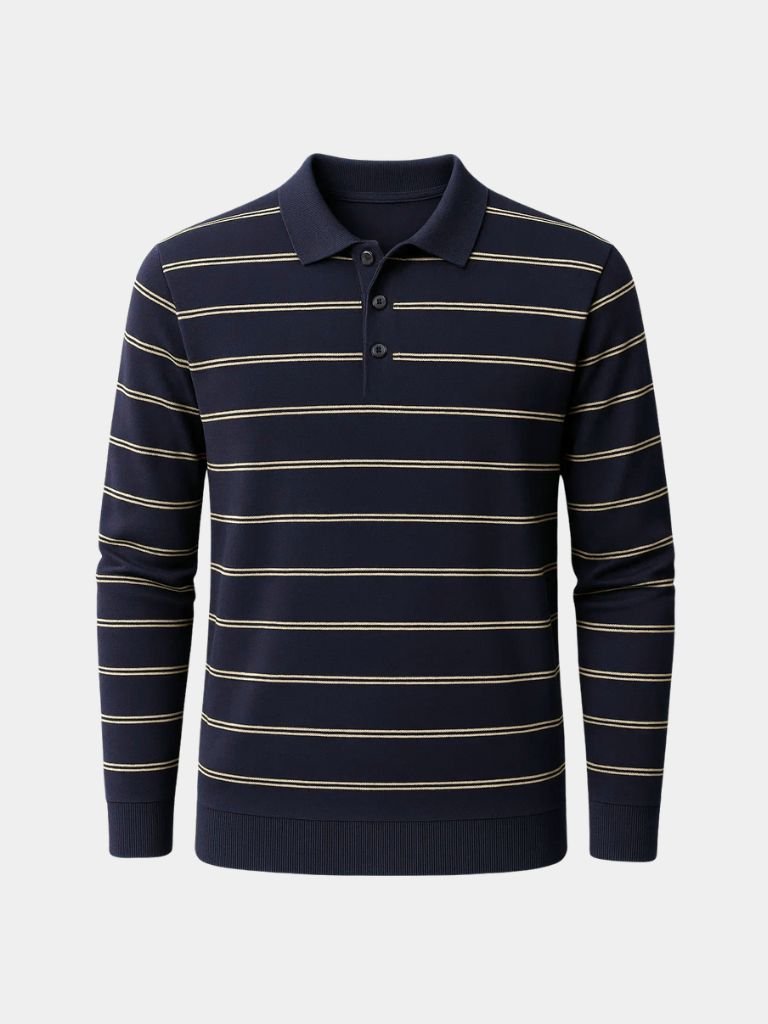 Navy Sunset Striped Polo - Manly Man