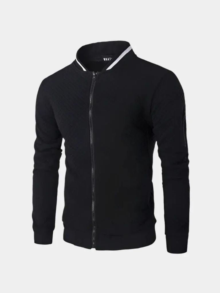Textured Casual Bomber Jacket - Manly Man
