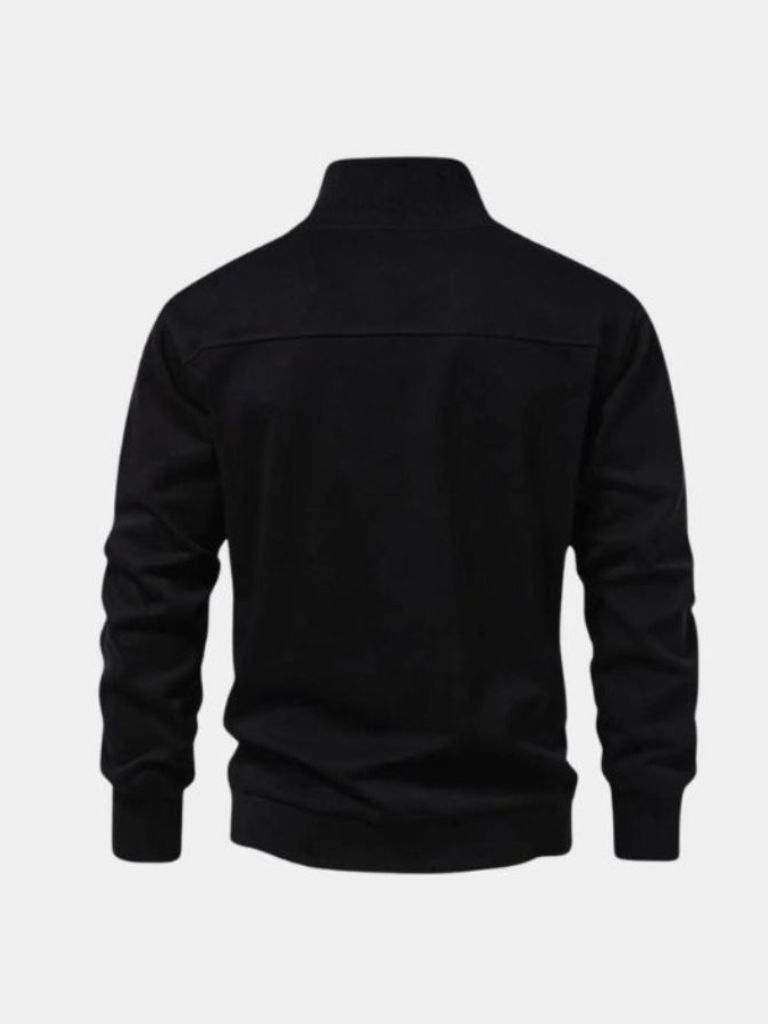 Sudadera deportiva con capucha y solapa negra y cremallera - Manly Man