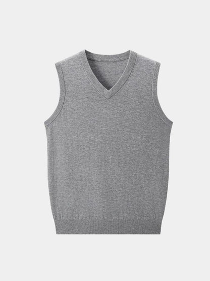 100% Cashmere V Neck Knit Vest - Manly Man