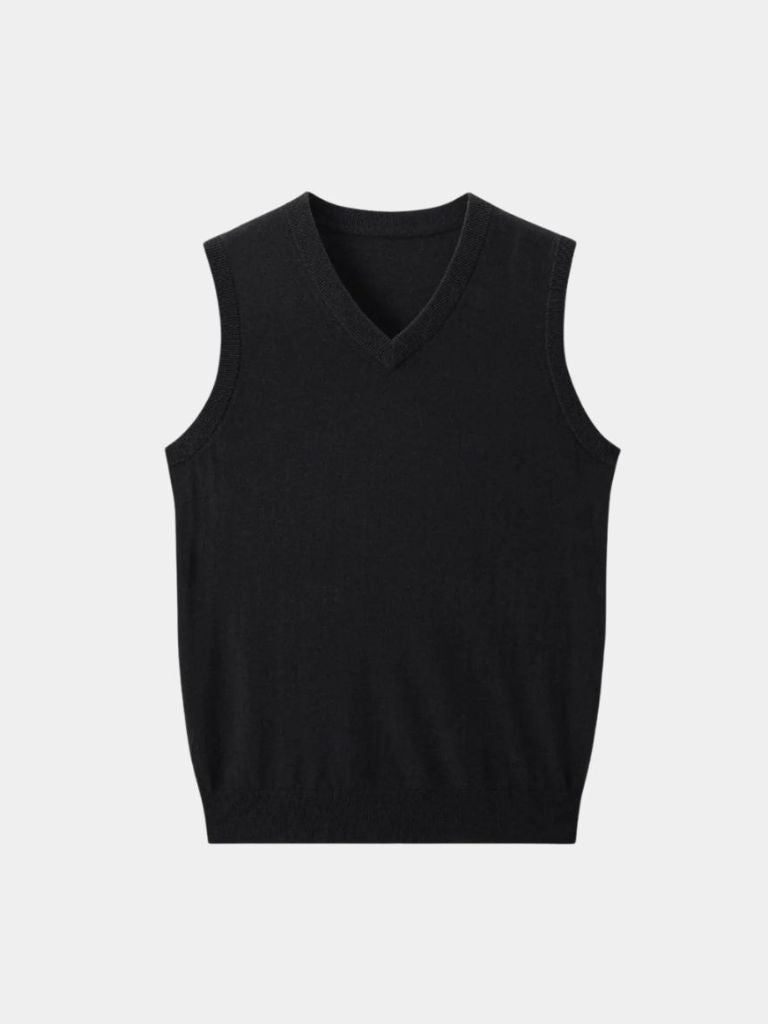 100% Cashmere V Neck Knit Vest - Manly Man