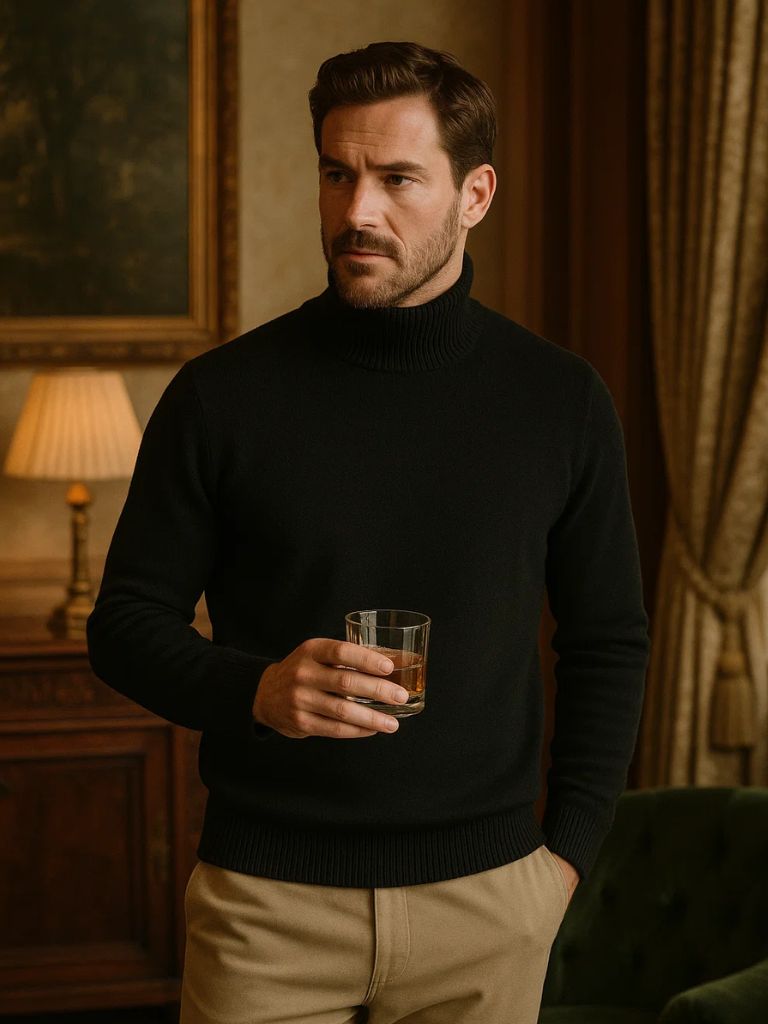 100% Merino Wool Turtleneck Sweater - Manly Man