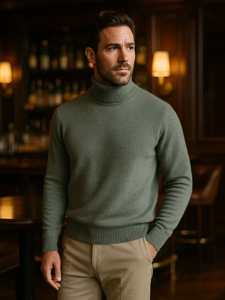 100% Merino Wool Turtleneck Sweater - Manly Man