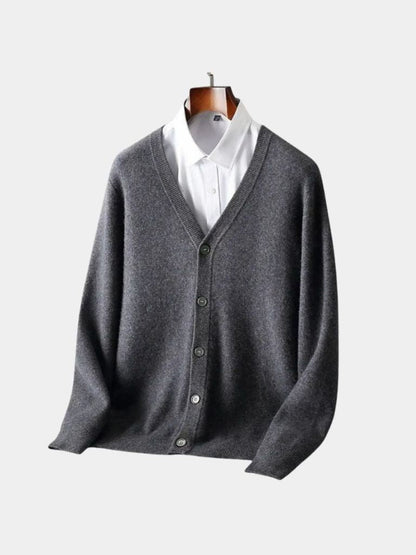 100% Merino Wool V Neck Knitwear Cardigan Sweater - Manly Man