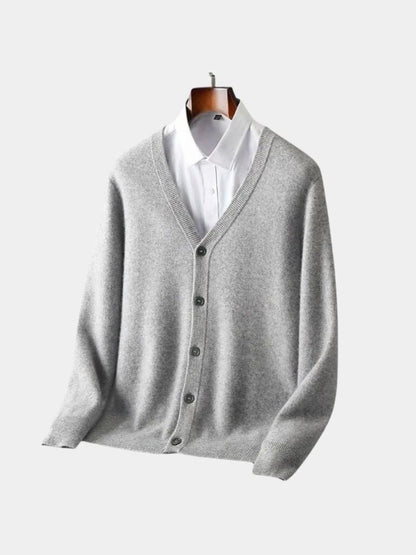 100% Merino Wool V Neck Knitwear Cardigan Sweater - Manly Man