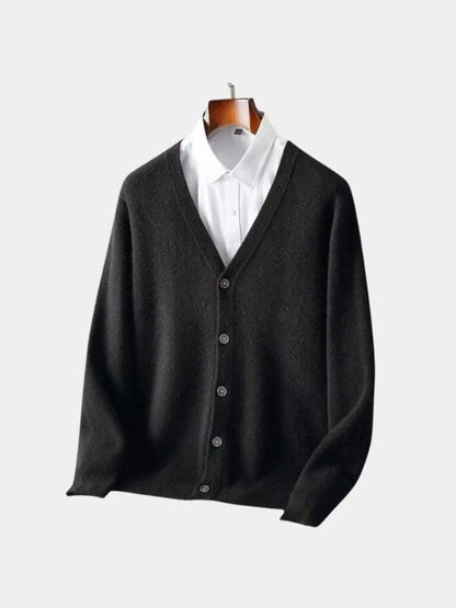 100% Merino Wool V Neck Knitwear Cardigan Sweater - Manly Man