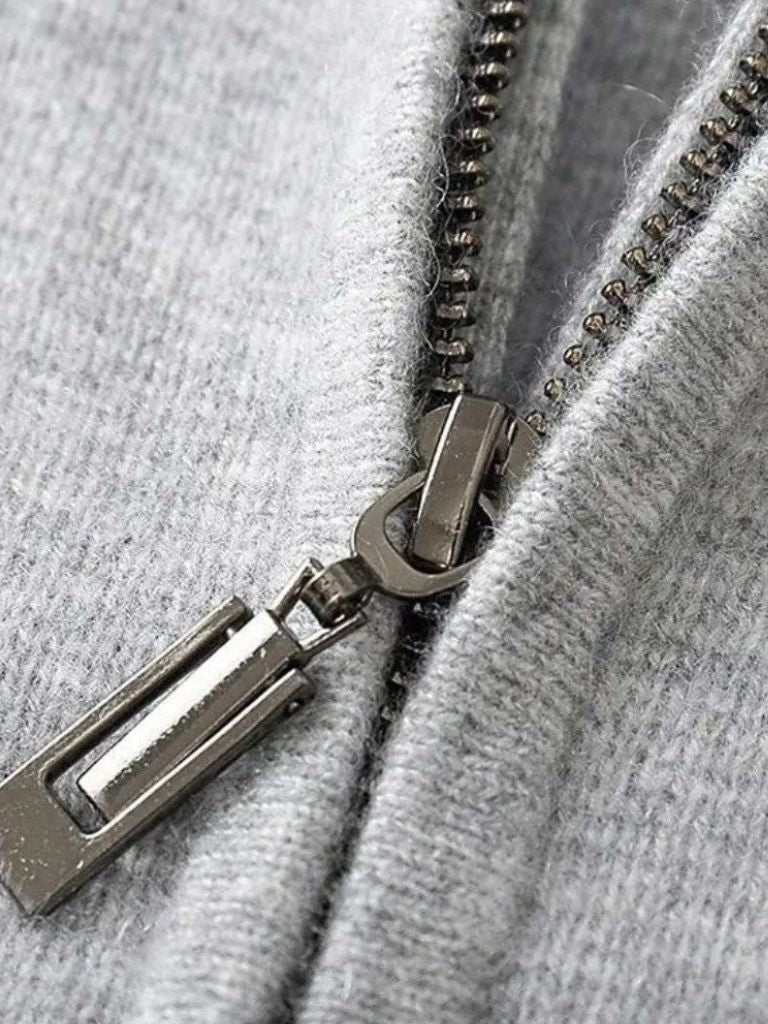 100% Merino Wool Zip Solid Color Sweater - Manly Man