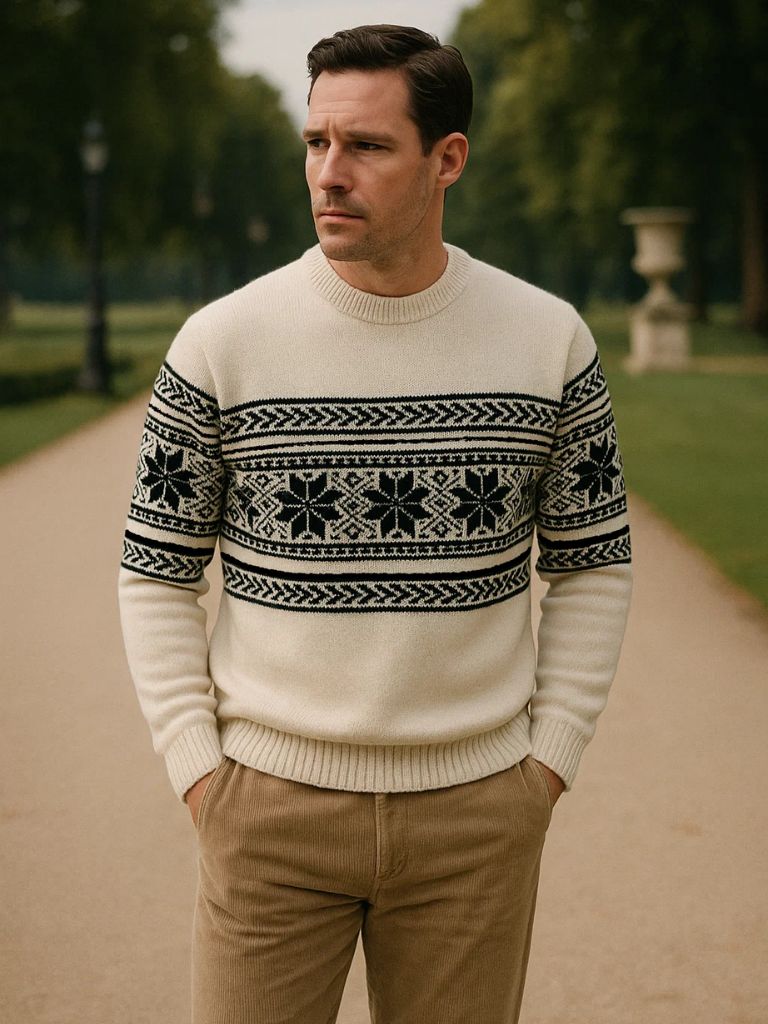 100% Wool Fair Isle Pullover Sweater Jumper - Manly Man