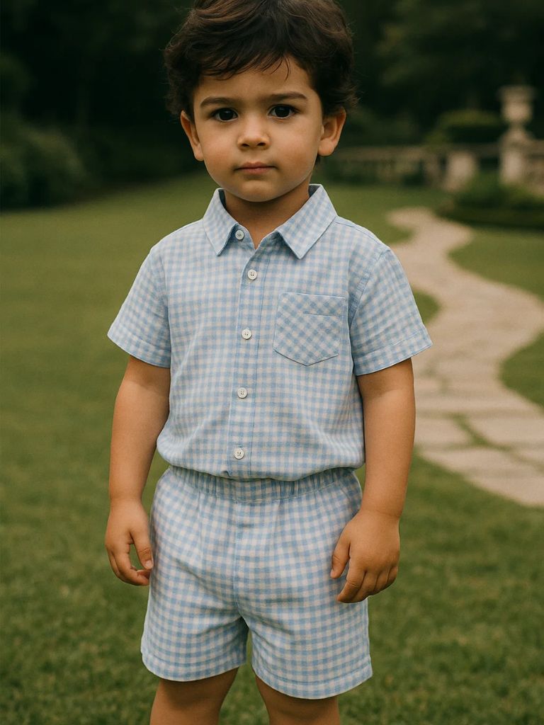 Petit Marquis Summer Check Set - Manly Man Kids