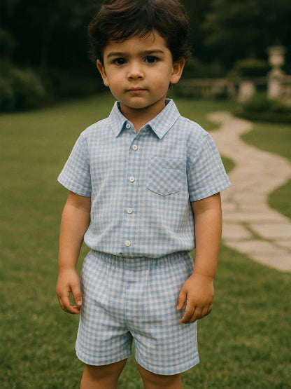 Petit Marquis Summer Check Set - Manly Man Kids