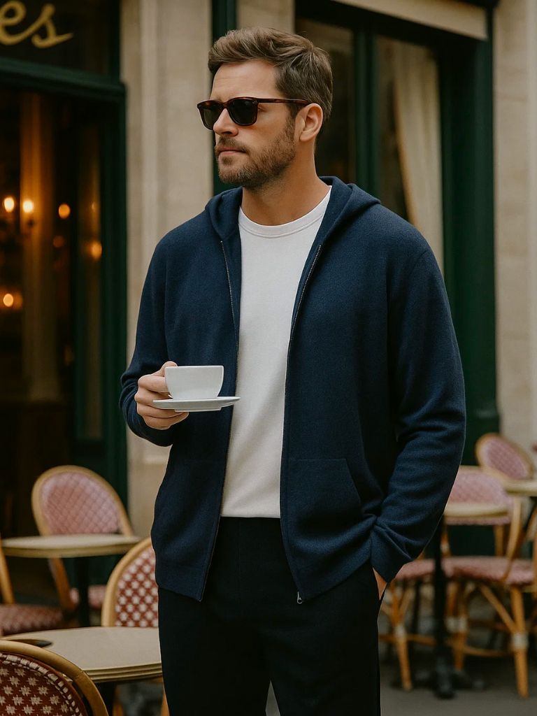 100% Merino Wool Zip Solid Color Sweater - Manly Man