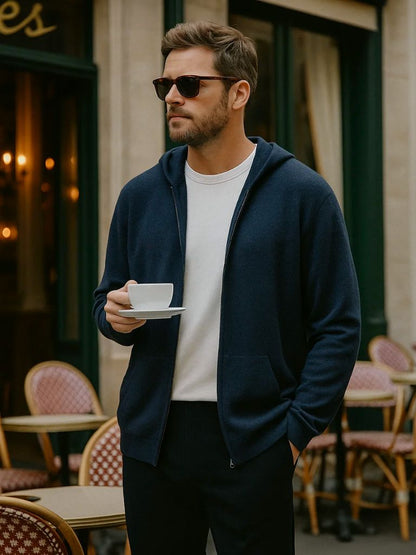 100% Merino Wool Zip Solid Color Sweater - Manly Man