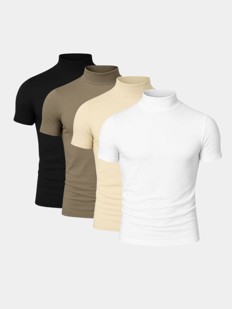 Solid Casual Turtle Neck T-Shirt - Manly Man