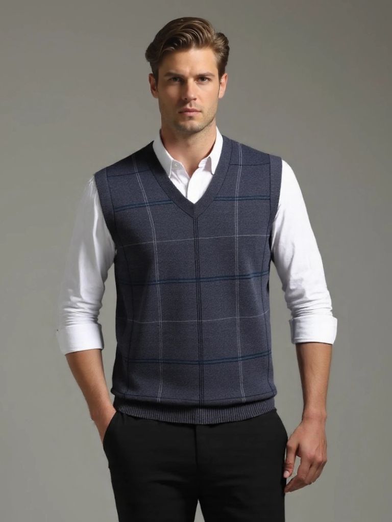 Academic Checkered Kinit Vest - Manly Man