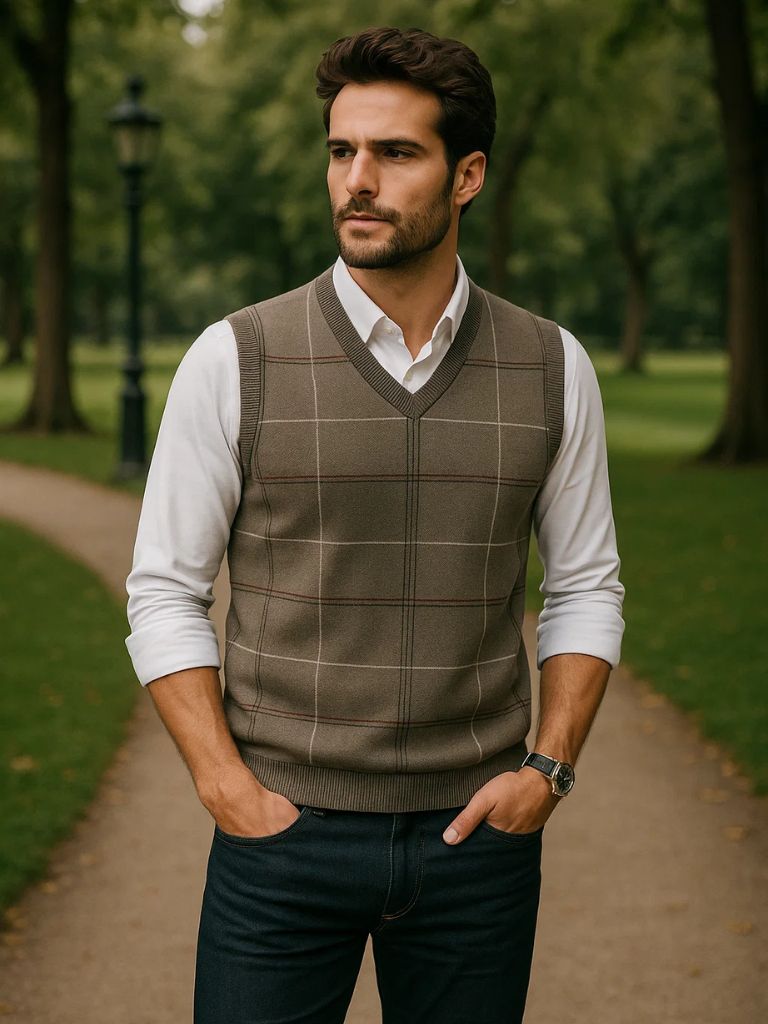 Academic Checkered Kinit Vest - Manly Man