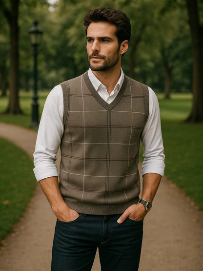 Academic Checkered Kinit Vest - Manly Man