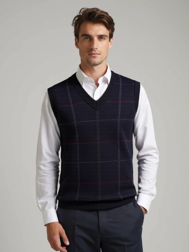 Academic Checkered Kinit Vest - Manly Man