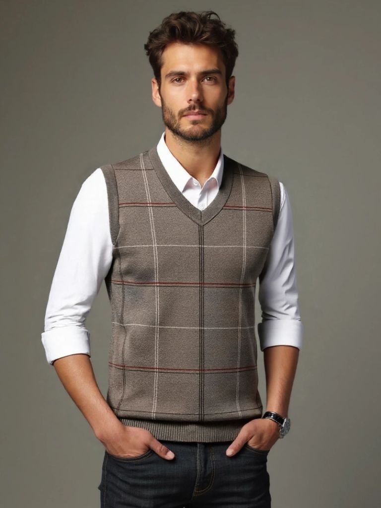 Academic Checkered Kinit Vest - Manly Man