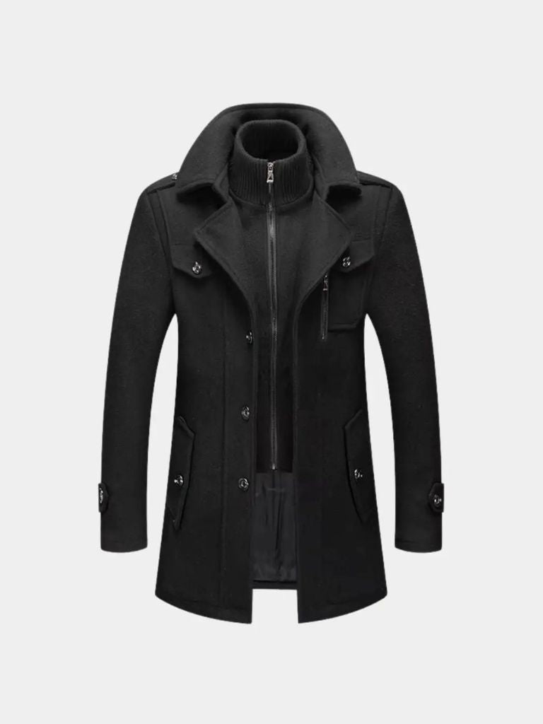 Aristocratic Black Wool Overcoat - Manly Man