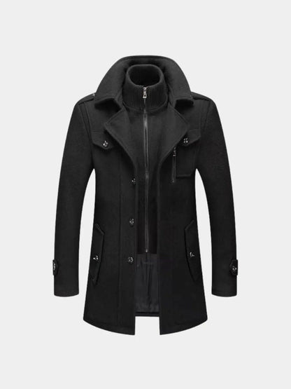 Aristocratic Black Wool Overcoat - Manly Man