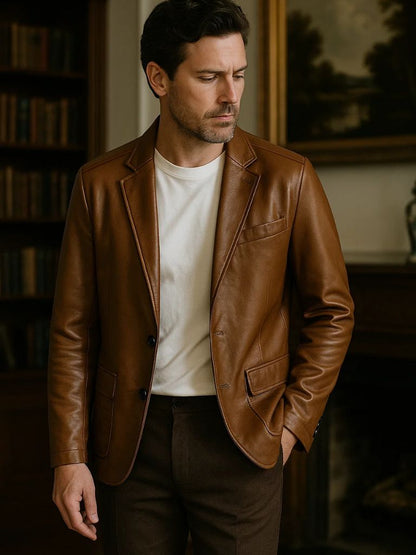 Bold Caramel Leather Jacket - Manly Man