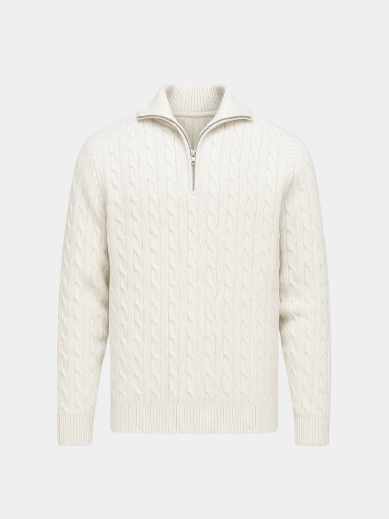 Cable-Knit Zip Neck Sweater - Manly Man