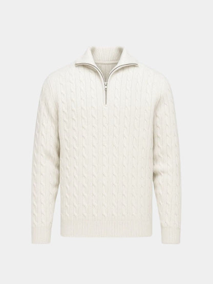 Cable-Knit Zip Neck Sweater - Manly Man