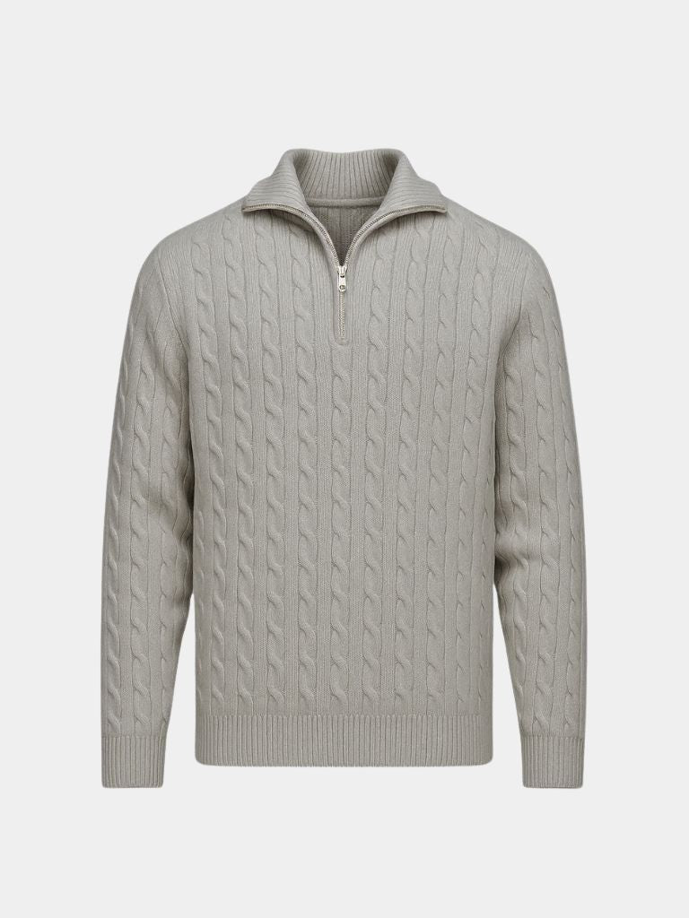 Cable-Knit Zip Neck Sweater - Manly Man