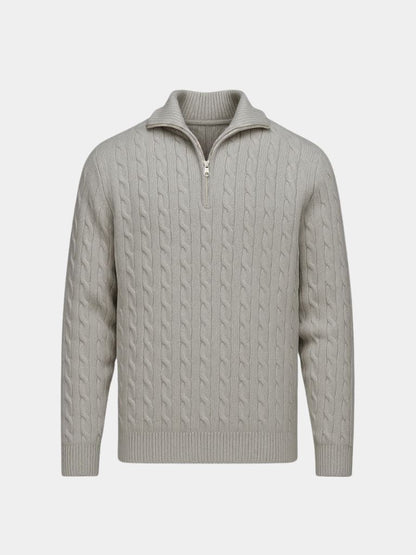 Cable-Knit Zip Neck Sweater - Manly Man