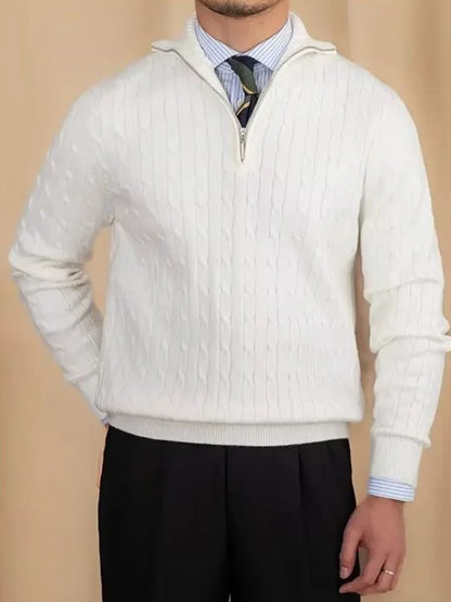 Cable-Knit Zip Neck Sweater - Manly Man