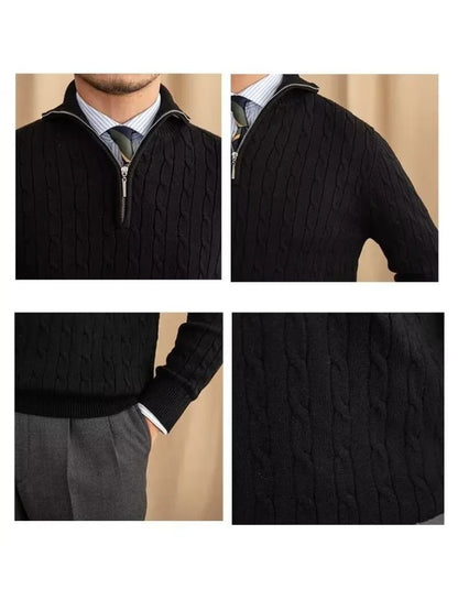 Cable-Knit Zip Neck Sweater - Manly Man