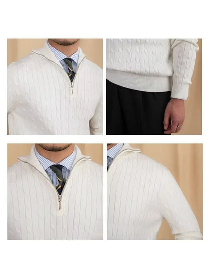 Cable-Knit Zip Neck Sweater - Manly Man