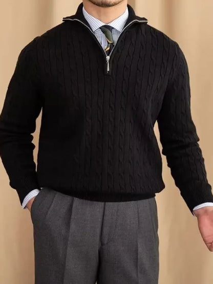 Cable-Knit Zip Neck Sweater - Manly Man