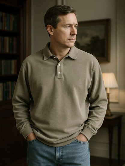 Canyon Mist Long Sleeve Polo Shirt – Manly Man