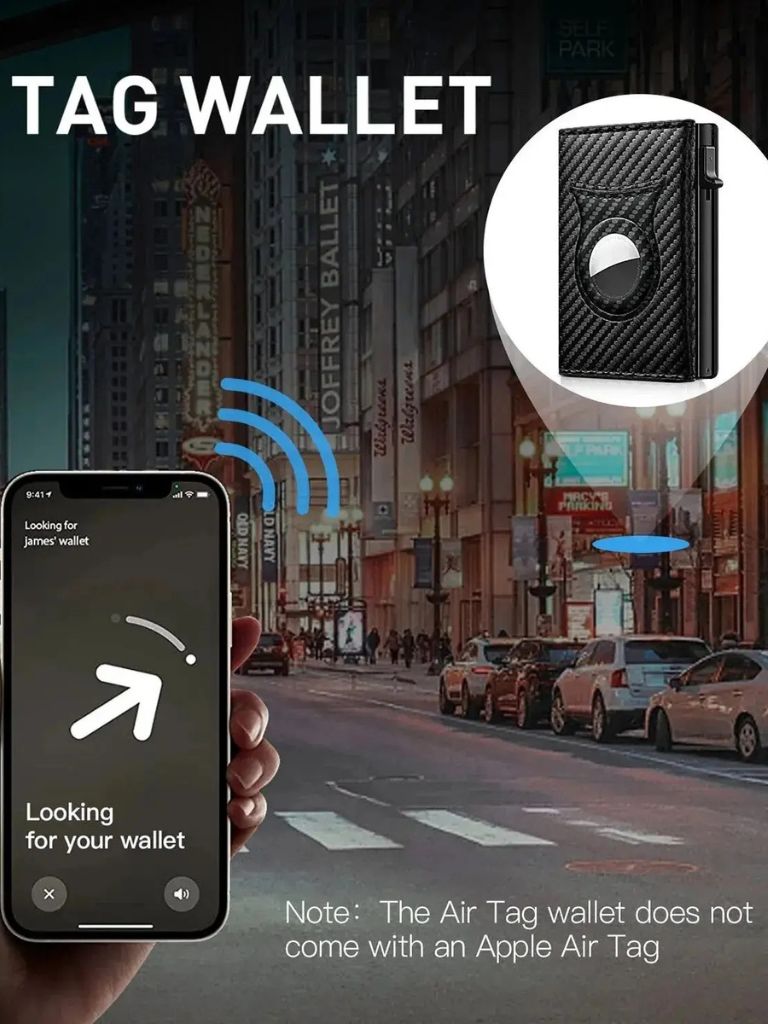 Cartera de fibra de carbono con soporte para Air Tag y bloqueo RFID - Manly Man