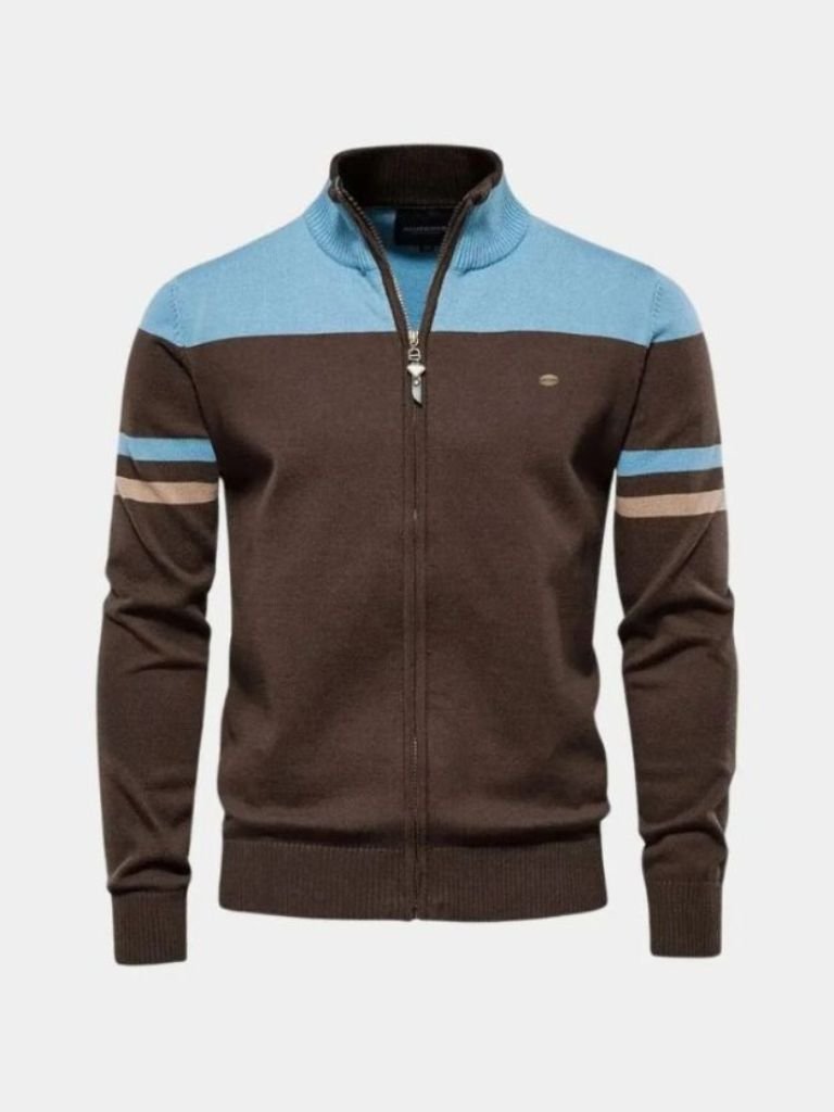 Cardigan Sweater Zipper Standing Collar Knitwear - Manly Man