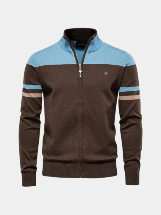 Cardigan Sweater Zipper Standing Collar Knitwear - Manly Man