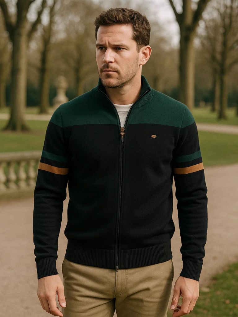 Cardigan Sweater Zipper Standing Collar Knitwear - Manly Man