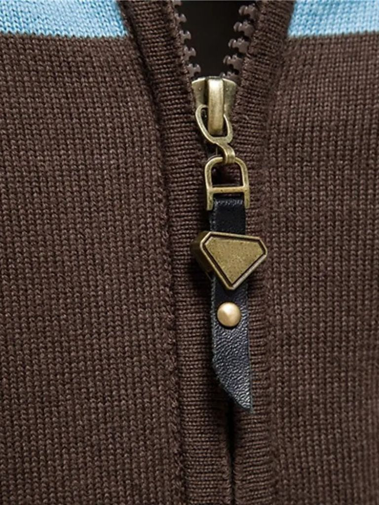 Cardigan Sweater Zipper Standing Collar Knitwear - Manly Man