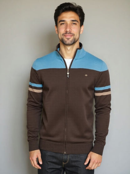 Cardigan Sweater Zipper Standing Collar Knitwear - Manly Man