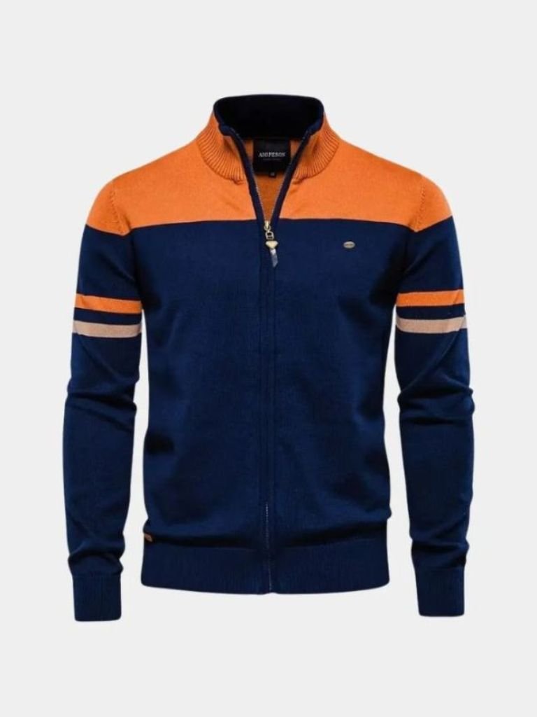 Cardigan Sweater Zipper Standing Collar Knitwear - Manly Man