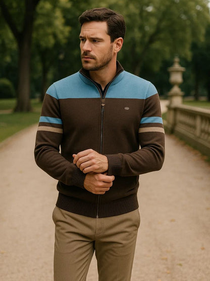 Cardigan Sweater Zipper Standing Collar Knitwear - Manly Man