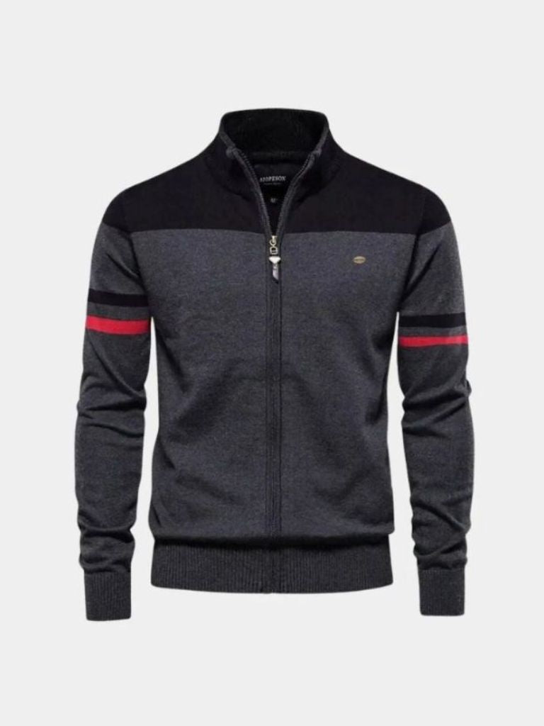 Cardigan Sweater Zipper Standing Collar Knitwear - Manly Man