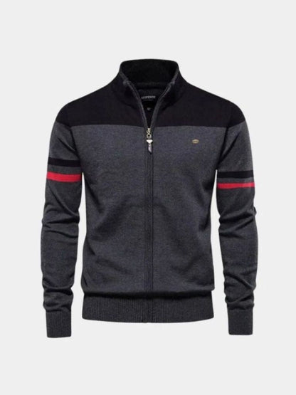 Cardigan Sweater Zipper Standing Collar Knitwear - Manly Man