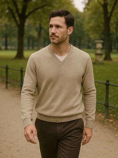 Cashmere V Neck Knitwear Sweater - Manly Man