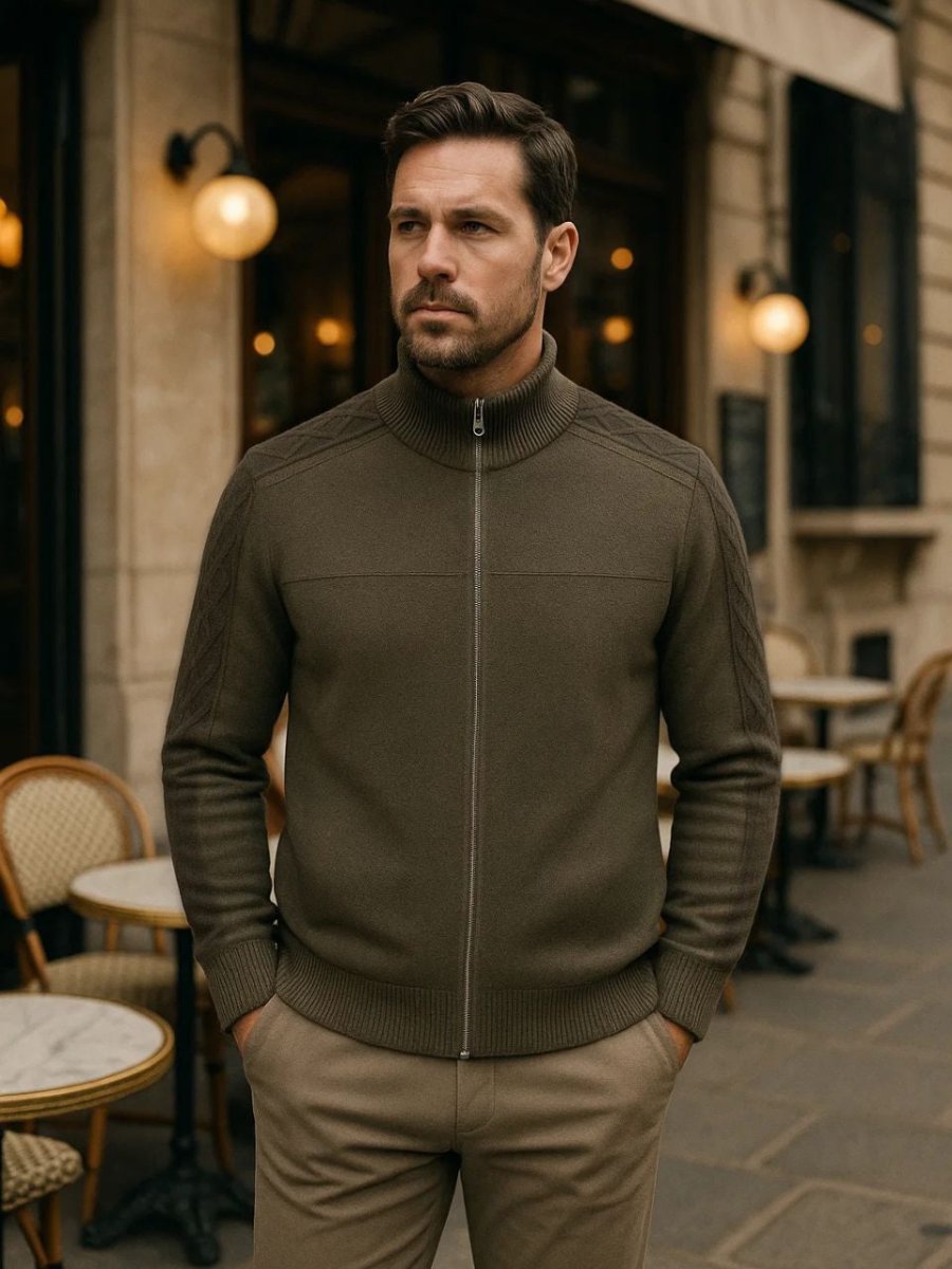 Cashmere Zip Sweater Knit Turtleneck - Manly Man