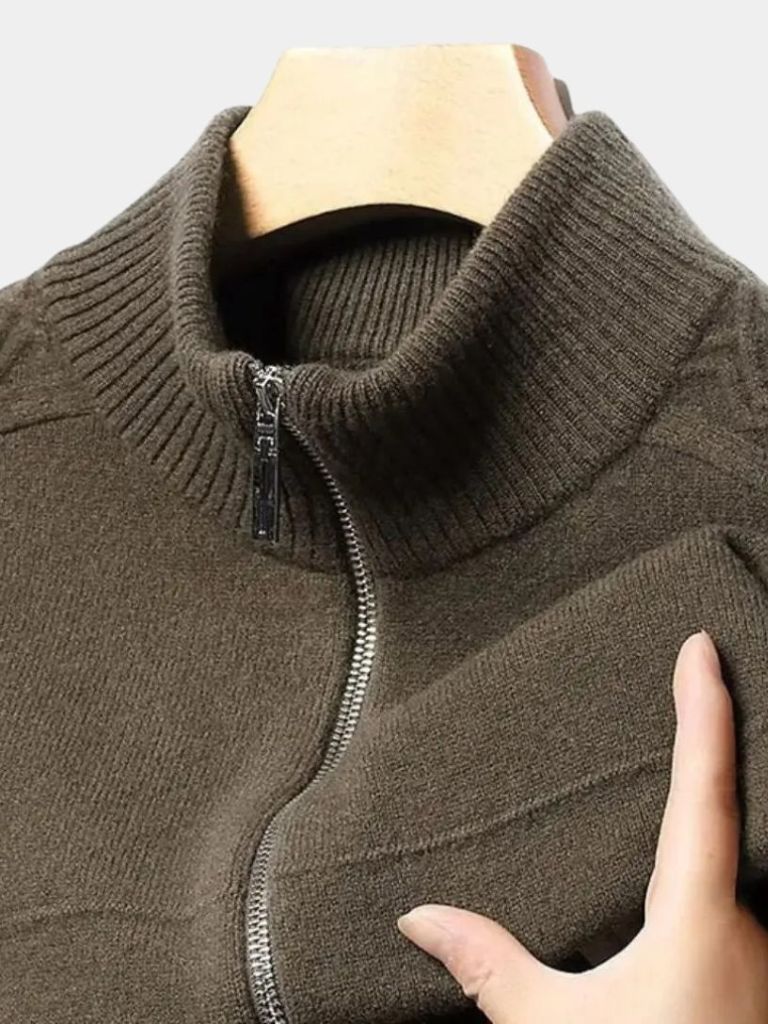 Cashmere Zip Sweater Knit Turtleneck - Manly Man